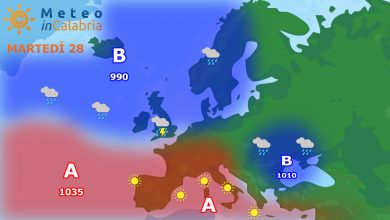 Il tempo sulla Calabria per lunedì e martedì...