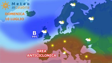 Il tempo di domenica 10 e lunedì 11 luglio  in Calabria...