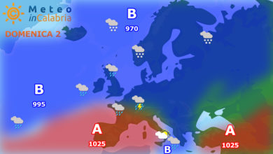 meteo di domenica e lunedì: ultime piogge sui settori ionici, seguirà un miglioramento.