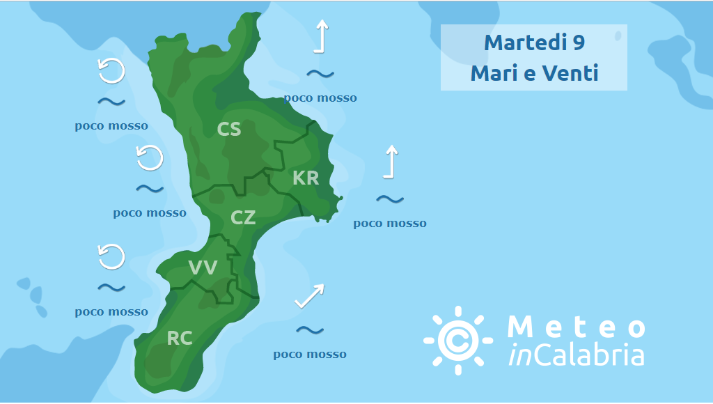 mari e venti calabria martedì 9 luglio