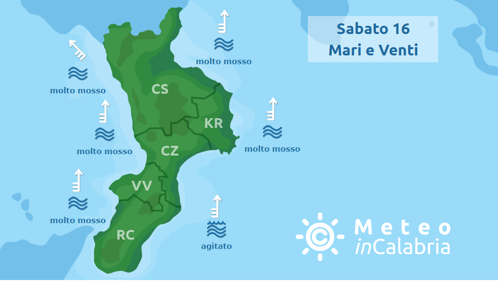 previsione mari e venti 16 novembre 2019