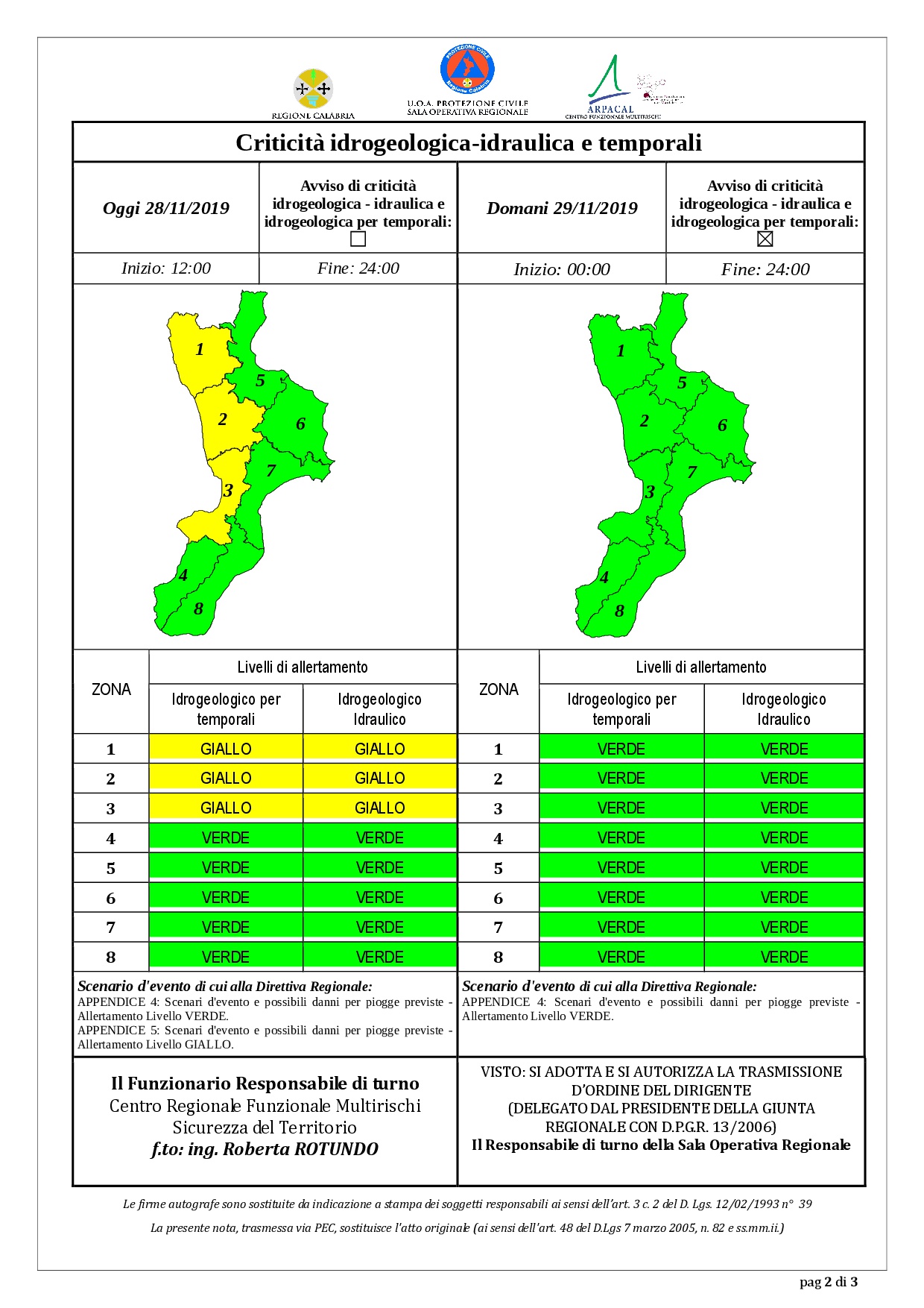 Criticità idrogeologica-idraulica e temporali in Calabria