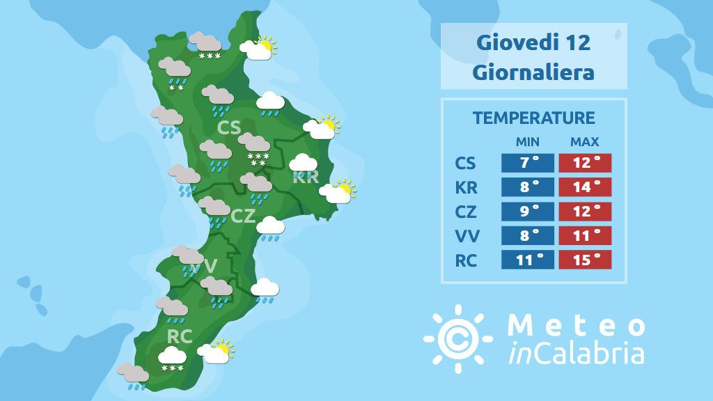 meteo previsioni calabria giovedì 12 dicembre 2019