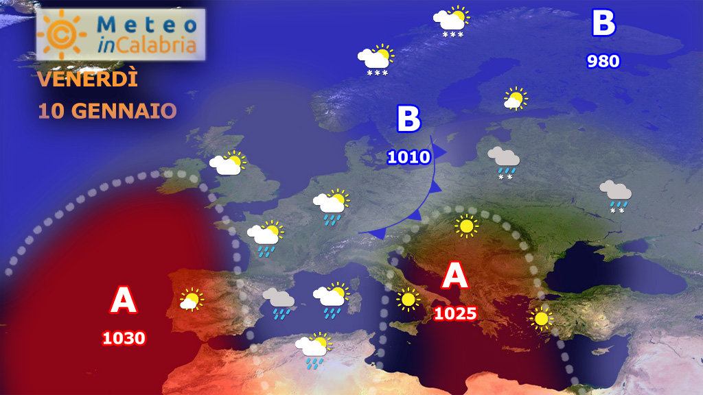 sinottica europa 10 gennaio 2020