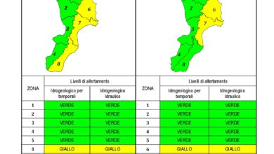 Criticità idrogeologica-idraulica e temporali in Calabria 01-10-2020