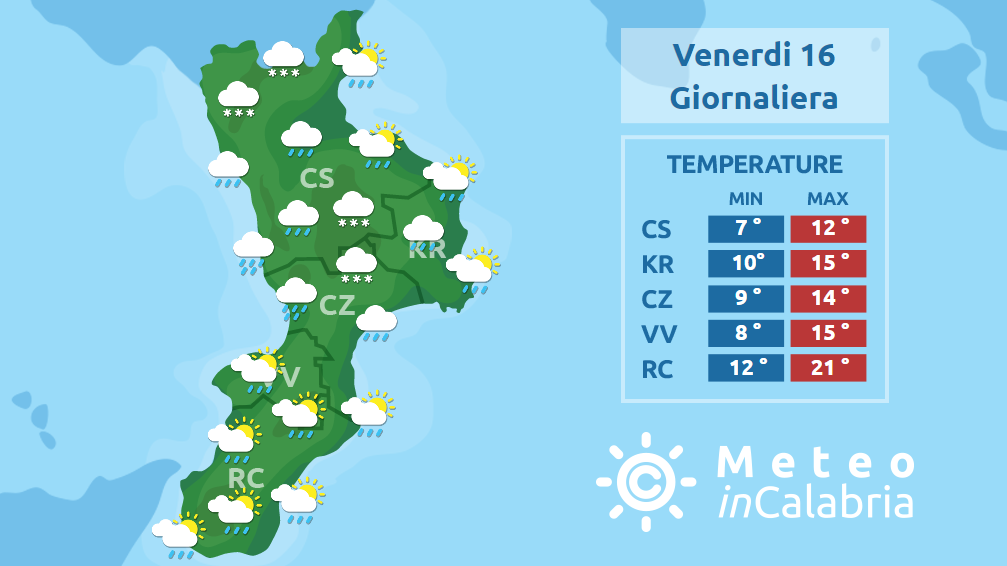 Venerdì debole peggioramento sulla Calabria