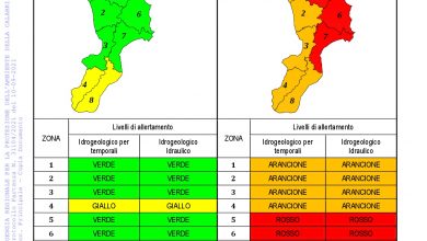 Criticità idrogeologica-idraulica e temporali in Calabria 10-09-2021