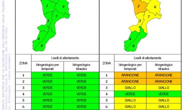 Criticità idrogeologica-idraulica e temporali in Calabria 04-12-2021