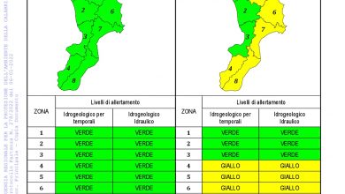 Criticità idrogeologica-idraulica e temporali in Calabria 06-01-2022