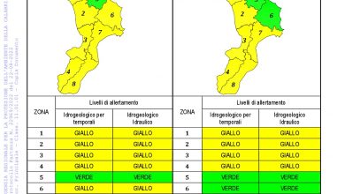 Criticità idrogeologica-idraulica e temporali in Calabria 22-08-2022