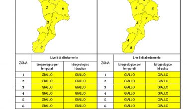 Criticità idrogeologica-idraulica e temporali in Calabria 23-08-2022