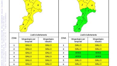 Criticità idrogeologica-idraulica e temporali in Calabria 26-08-2022