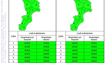 Criticità idrogeologica-idraulica e temporali in Calabria 27-08-2022