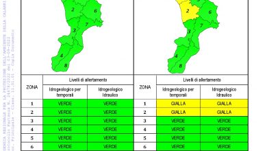 Criticità idrogeologica-idraulica e temporali in Calabria 03-09-2022