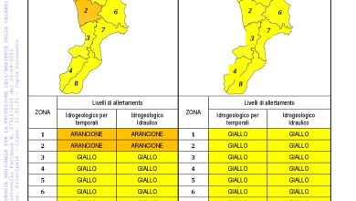 Criticità idrogeologica-idraulica e temporali in Calabria 26-09-2022