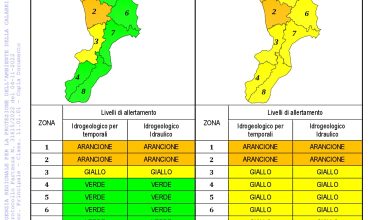 Criticità idrogeologica-idraulica e temporali in Calabria 04-11-2022