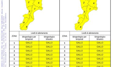 Criticità idrogeologica-idraulica e temporali in Calabria 16-04-2023