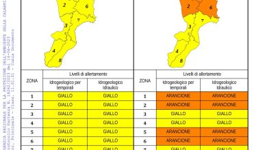 Criticità idrogeologica-idraulica e temporali in Calabria 14-06-2023