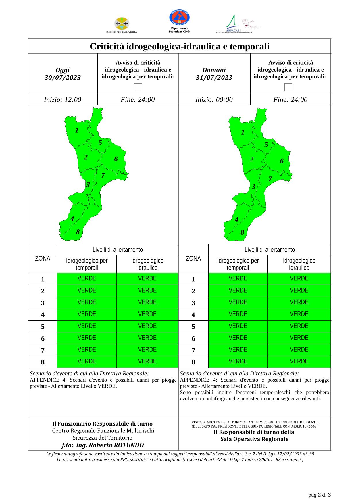 Criticità idrogeologica-idraulica e temporali in Calabria 30-07-2023